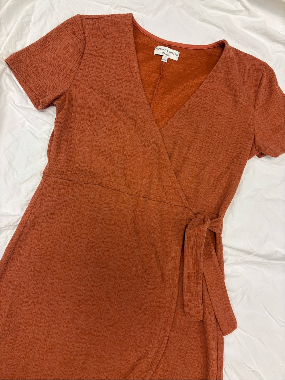 Madewell Rust Wrap-Front Midi Dress | Medium